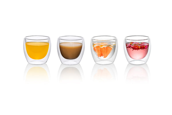 Set of 2pcs 2.7oz/80ml Double Wall Glass Cups for Tea Coffee