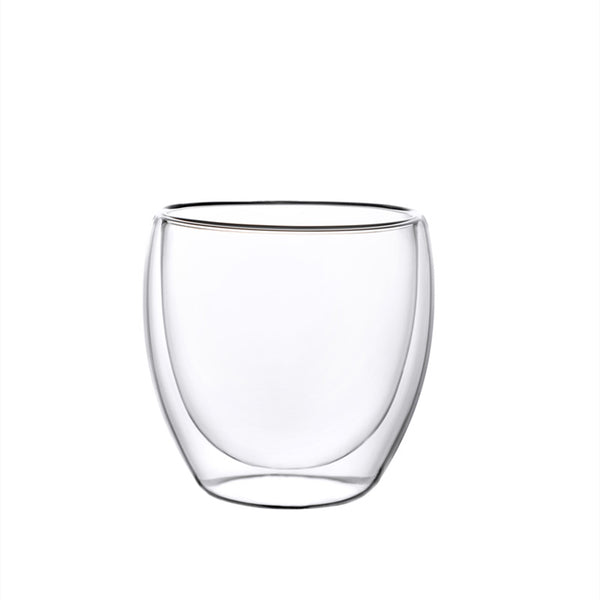 Set of 2pcs 8.5oz/250ml Round Double Wall Glass Cups