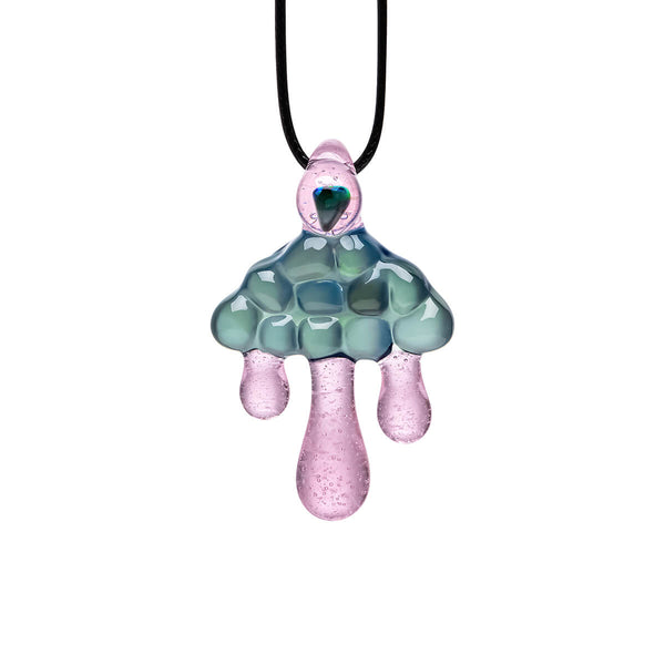 Cloud Inspired Glass Pendant Necklace - Emerald Embedded