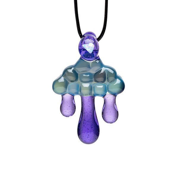 Cloud Inspired Glass Pendant Necklace - Opal Embedded