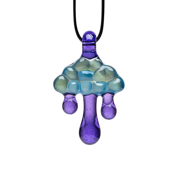 Cloud Inspired Glass Pendant Necklace - Opal Embedded