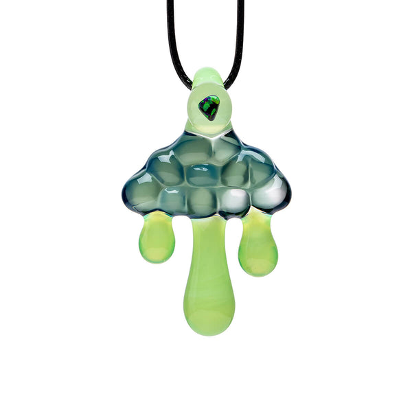 Cloud Inspired Glass Pendant Necklace - Emerald Embedded