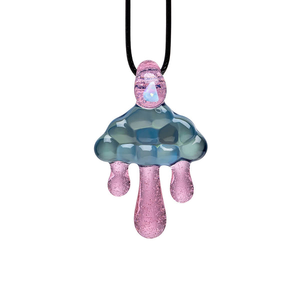 Cloud Inspired Glass Pendant Necklace - Opal Embedded