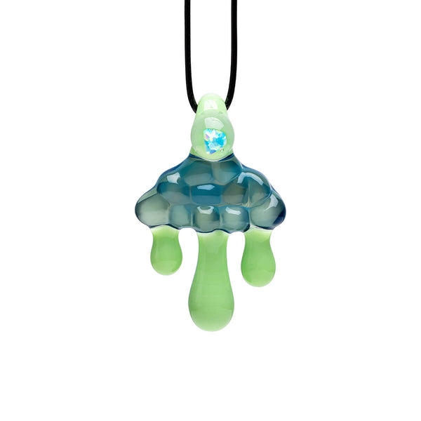 Cloud Inspired Glass Pendant Necklace - Opal Embedded