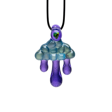 Cloud Inspired Glass Pendant Necklace - Emerald Embedded