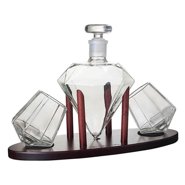 Diamond Whiskey Decanter Set With 2/4 Diamond Glasses