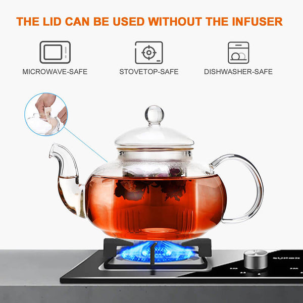 Glass Teapot with Glass Infuser and Glass Lid