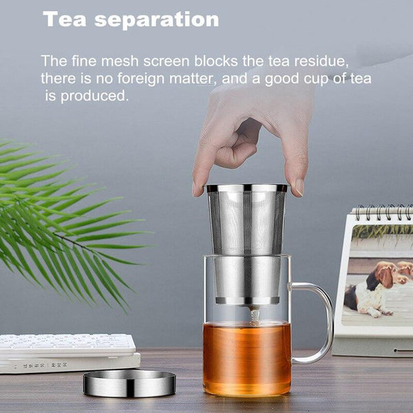 Glass Tea Mug With Stainless Steel filter and Lid