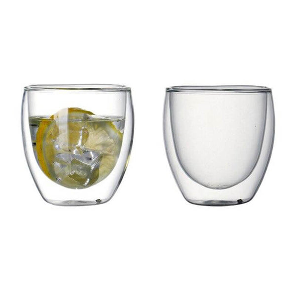 Set of 2 Lato Double Wall Glass Coffee Cups