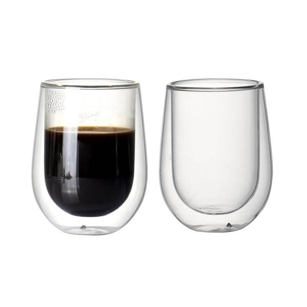 Set of 2 Round Double Wall Glass Cups