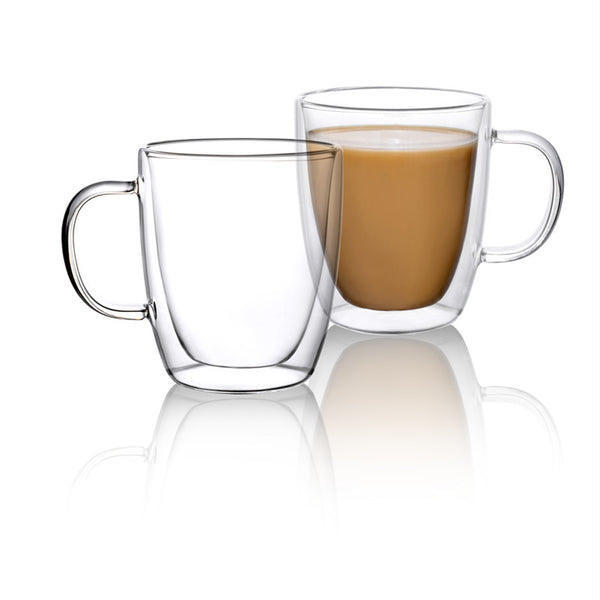 Set of 2pcs 13.5oz/400ml Double Wall Coffee Mugs for Espresso, Latte, Tea