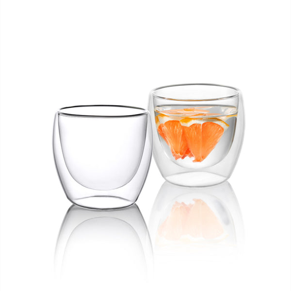 Set of 2pcs 2.7oz/80ml  Double Wall Glass Cups for Tea Coffee